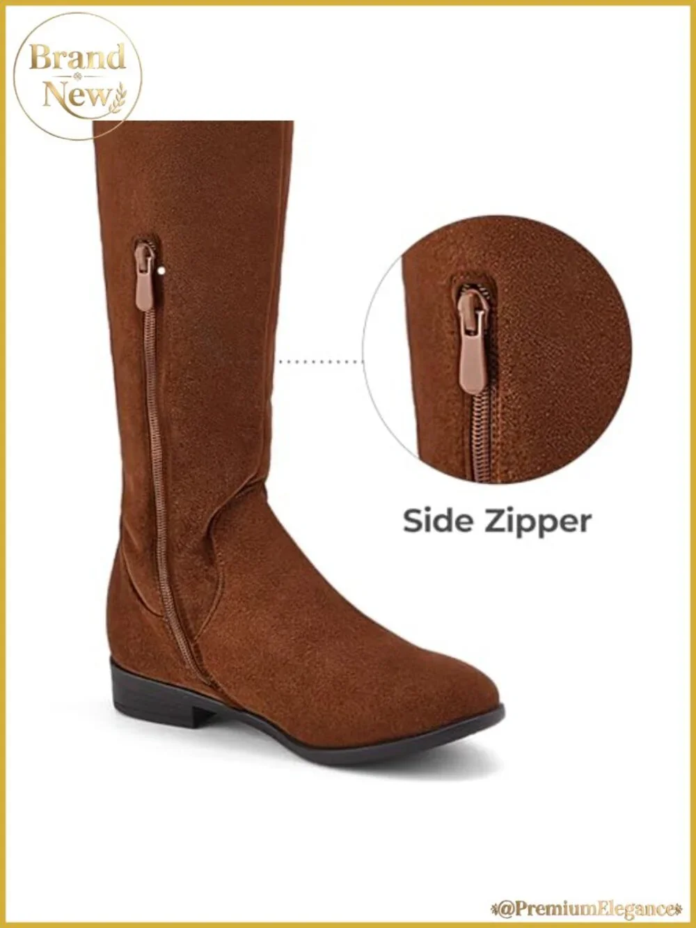 Women's Over the Knee Suede Riding Boots Half Zip Backstrap Lace